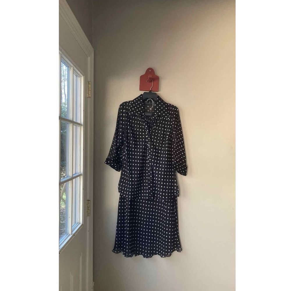Vintage Priamila's Collection Black & White Polka Dot Two Piece Outfit L